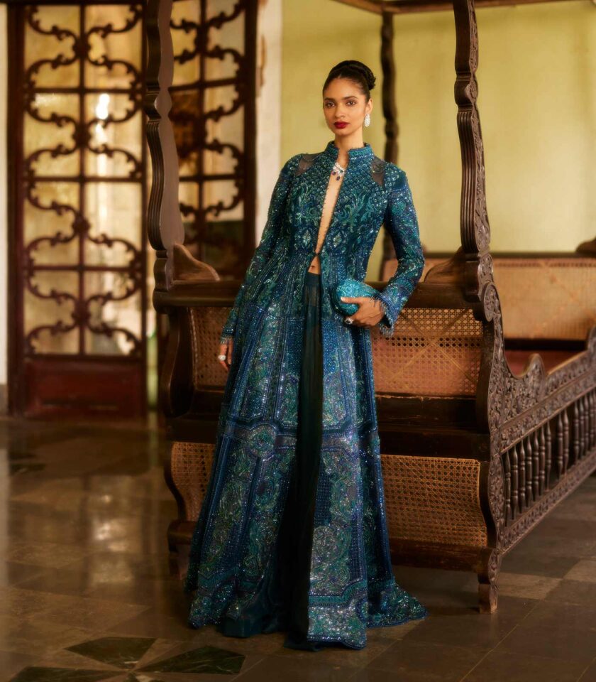 Long jacket with flared pants