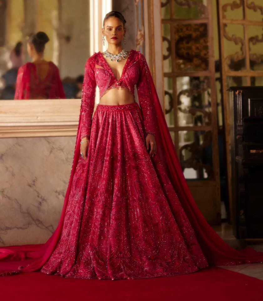 Lehenga with blouse & two side wings